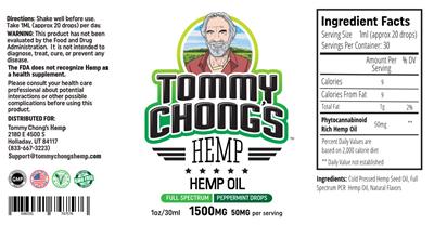 Hemp Oil 1500 mg Peppermint label
