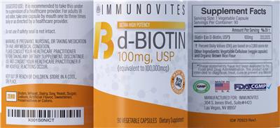 d-Biotin 100 mg, USP label