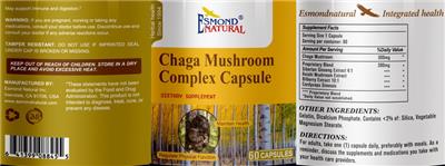 Chaga Mushroom Complex Capsule label