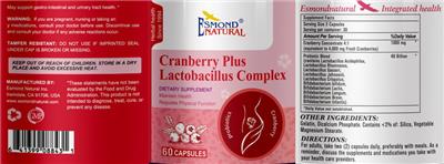 Cranberry Plus Lactobacillus Complex label