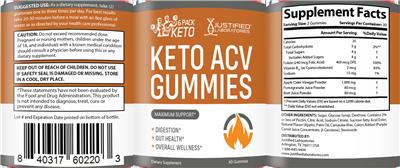 6 Pack Keto ACV Gummies label