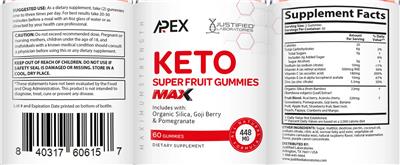 Apex Keto Superfruit Gummies Max label