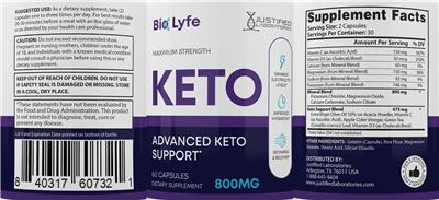 BioLyfe Maximum Strength Keto label
