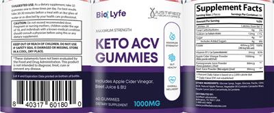 BioLyfe Maximum Strength Keto Gummies label