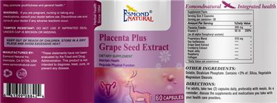 Placenta Plus Grape Seed Extract label