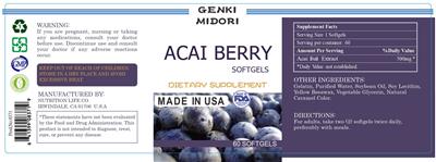 Acai Berry Softgels label