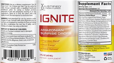 Ignite Amazonian Sunrise Drops label