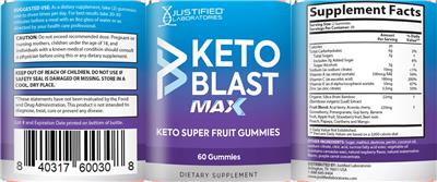 Keto Blast Max Super Fruit Gummies label
