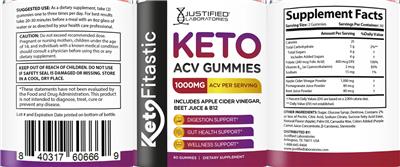 Keto Fitastic Keto ACV Gummies label