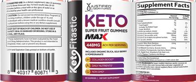 Keto Fitastic Super Fruit Gummies Max label