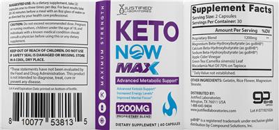 Keto Now Max label