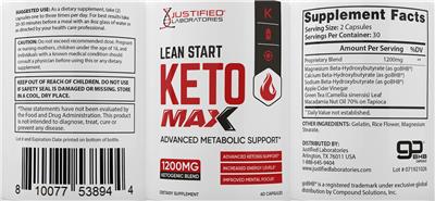 Lean Start Keto Max label