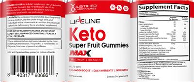 Lifeline Keto Super Fruit Gummies Max label