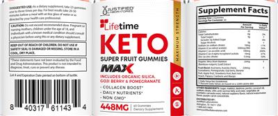 Lifetime Keto Super Fruit Gummies Max label