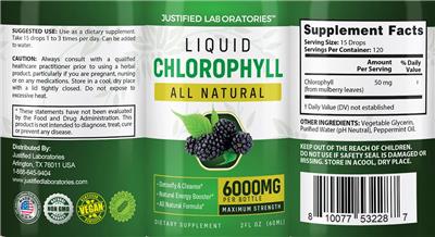 Liquid Chlorophyll 6000 mg label