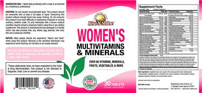Women's Multivitamins & Minerals label