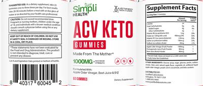 Simpli Health ACV Keto Gummies label