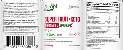 Simpli Health Super Fruit + Keto Gummies Max label