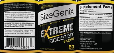 SizeGenix Extreme Booster label