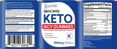 SlimCandy Keto ACV Gummies label