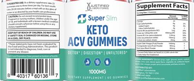 Super Slim Keto ACV Gummies label
