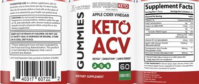 Supreme Keto Keto ACV label