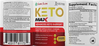 Sure Slim Keto Max label