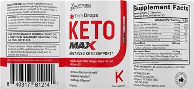 Trim Drops Keto Max label
