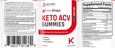 Trim Drops Keto ACV Gummies label