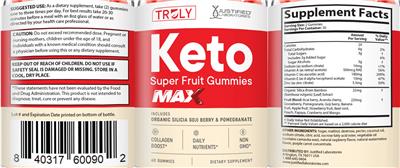 Truly Keto Super Fruit Gummies Max label