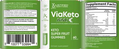 VIaKeto Max Keto Super Fruit Gummies label