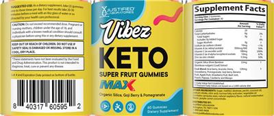 Vibez Keto Super Fruit Gummies Max label
