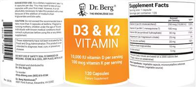 D3 10,000 IU & K2 100 mcg Vitamin label