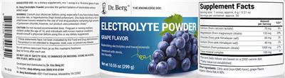 Electrolyte Powder Grape Flavor label