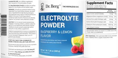 Electrolyte Powder Raspberry & Lemon Flavor label