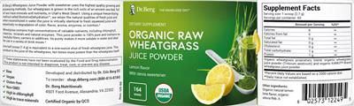 Organic Raw Wheatgrass Juice Powder Lemon Flavor label