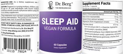 Sleep Aid Vegan Formula label