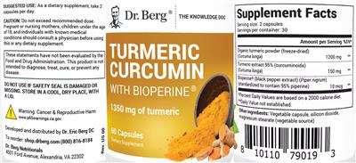 Turmeric Curcumin 1350 mg with Bioperine label