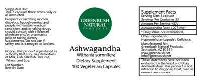 Ashwagandha label