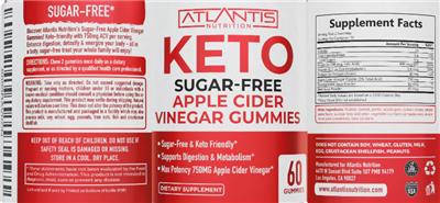 Keto Sugar-Free Apple Cider Vinegar Gummies label