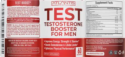 Test Testosterone Booster for Men label