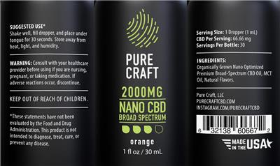 Nano CBD Broad Spectrum Tincture 2000 mg Orange label