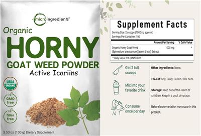 Organic Horny Goat Weed Powder label