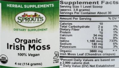 Organic Irish Moss label