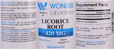 Licorice Root 420 mg label