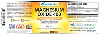 Magnesium Oxide 400 label