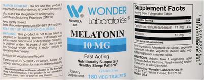 Melatonin 10 mg label