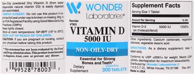 Vitamin D 5000 IU label