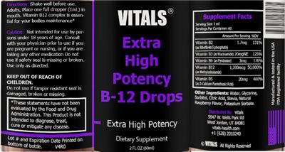Extra High Potency B-12 Drops label