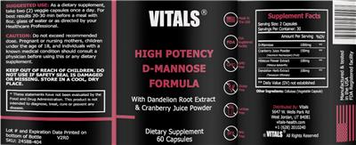High Potency D-Mannose Formula label